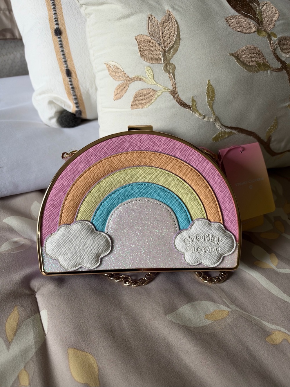 NWT Stoney Clover Lane x Target Rainbow Cloud Crossbody Bag Gold Chain